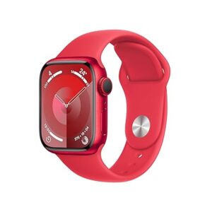 Apple Watch Series 9 [GPS + Cellular 41mm] Smartwatch with (PRODUCT)RED Aluminum Case with (PRODUCT)RED Sport Band M/L. Fitness Tracker,Blood Oxygen & ECG Apps,Always-On Retina Display,Water Resistant