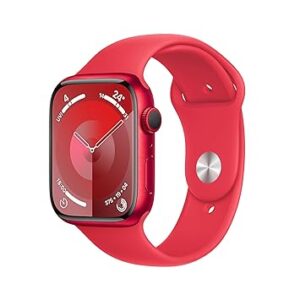 Apple Watch Series 9 [GPS 45mm] Smartwatch with (PRODUCT) RED Aluminum Case with (PRODUCT) RED Sport Band M/L. Fitness Tracker, Blood Oxygen & ECG Apps, Always-On Retina Display, Water Resistant