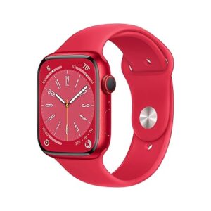 Apple Watch Series 8 [GPS + Cellular 45 mm] smart watch w/ (Product)RED Aluminium Case & (Product)RED Sport Band. Fitness Tracker, Blood Oxygen & ECG Apps, Always- On Retina Display, Water Resistant