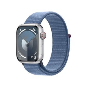 Apple Watch Series 9 [GPS + Cellular 41mm] Smartwatch with Silver Aluminum Case with Winter Blue Sport Loop One Size. Fitness Tracker,Blood Oxygen & ECG Apps, Always-On Retina Display,Water Resistant