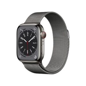 Apple Watch Series 8 [GPS + Cellular 41 mm] smart watch w/Graphite Stainless Steel Case with Graphite Milanese. Fitness Tracker, Blood Oxygen & ECG Apps, Always- On Retina Display, Water Resistant