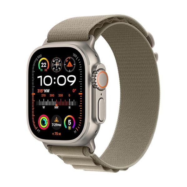 Apple Watch Ultra 2 [GPS + Cellular 49mm] Smartwatch with Rugged Titanium Case & Olive Alpine Loop Large. Fitness Tracker, Precision GPS, Action Button, Extra-Long Battery Life, Bright Retina Display