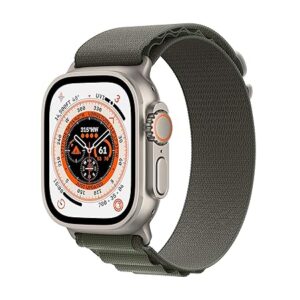 Apple Watch Ultra [GPS + Cellular 49 mm] smart watch w/Rugged Titanium Case & Green Alpine Loop - Medium. Fitness Tracker, Precision GPS, Action Button, Extra-Long BatteryLife, Brighter Retina Display