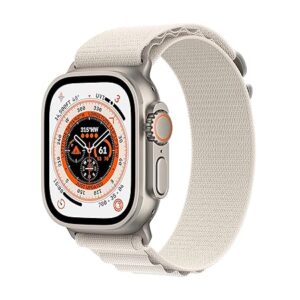 Apple Watch Ultra [GPS + Cellular 49 mm] smart watch w/Rugged Titanium Case & Starlight Alpine Loop Large Fitness Tracker, Precision GPS, Action Button, Extra-Long BatteryLife, Brighter Retina Display