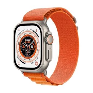 Apple Watch Ultra [GPS + Cellular 49 mm] smart watch w/Rugged Titanium Case & Orange Alpine Loop Medium. Fitness Tracker, Precision GPS, Action Button, Extra-Long BatteryLife, Brighter Retina Display